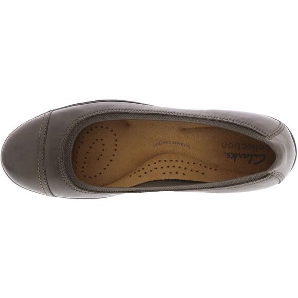 Clarks Womens Slate Leather Closed Pointed Toe Meadow Opal Ballet Flat Shoes - Picture 3 of 7